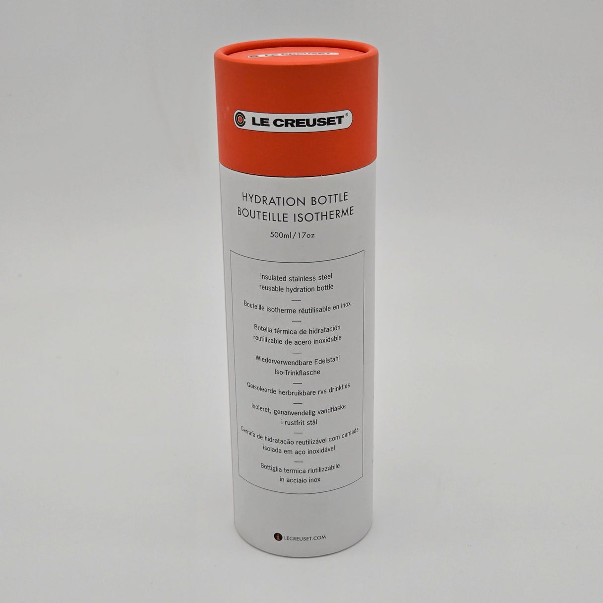 Le Creuset 500ml/17oz Stainless Steel Insulated Hydration Bottle Red Ombre Hot & Cold Beverages Durable Design, Color Cherry Red