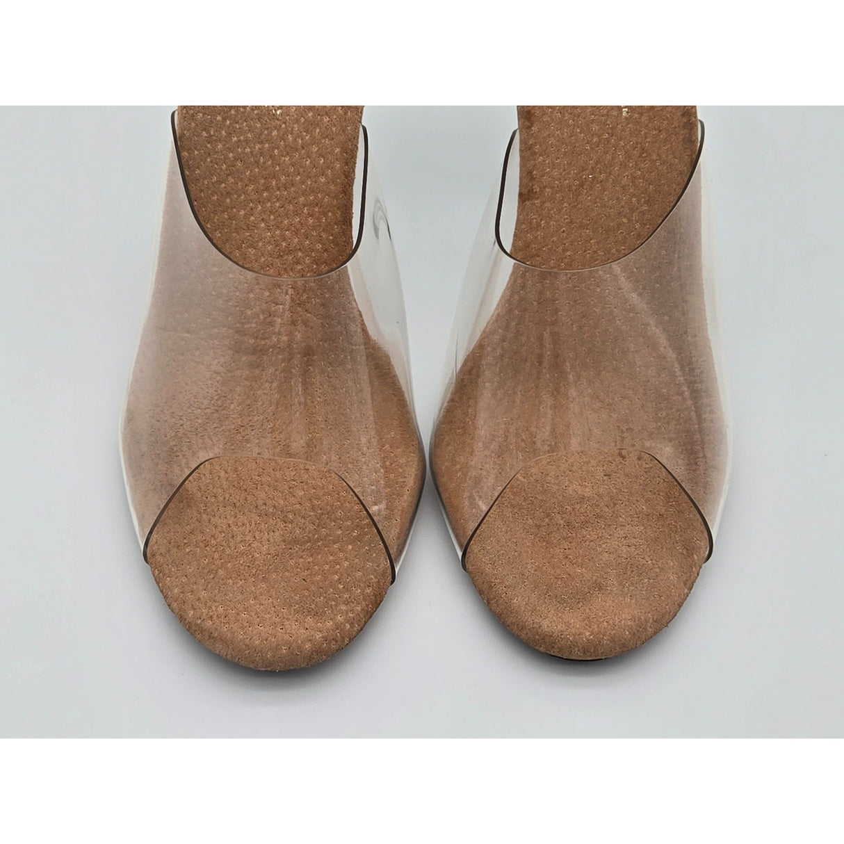 Fabulicious Clear PVC Open-Toe Slide-On Heels For Women