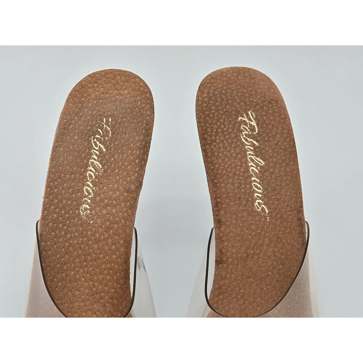 Fabulicious Clear PVC Open-Toe Slide-On Heels For Women