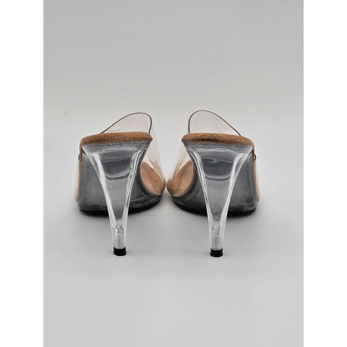 Fabulicious Clear PVC Open-Toe Slide-On Heels For Women