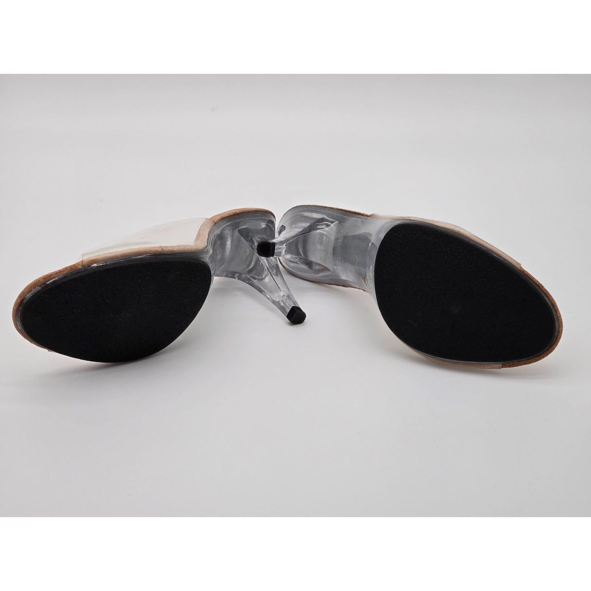 Fabulicious Clear PVC Open-Toe Slide-On Heels For Women