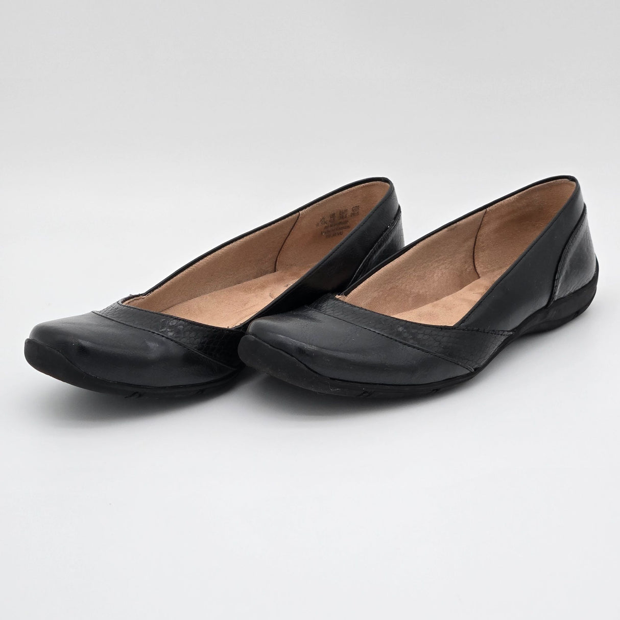 LifeStride Womens Dig Black Ballet Flats Soft System Comfort Shoes Size 9.5N