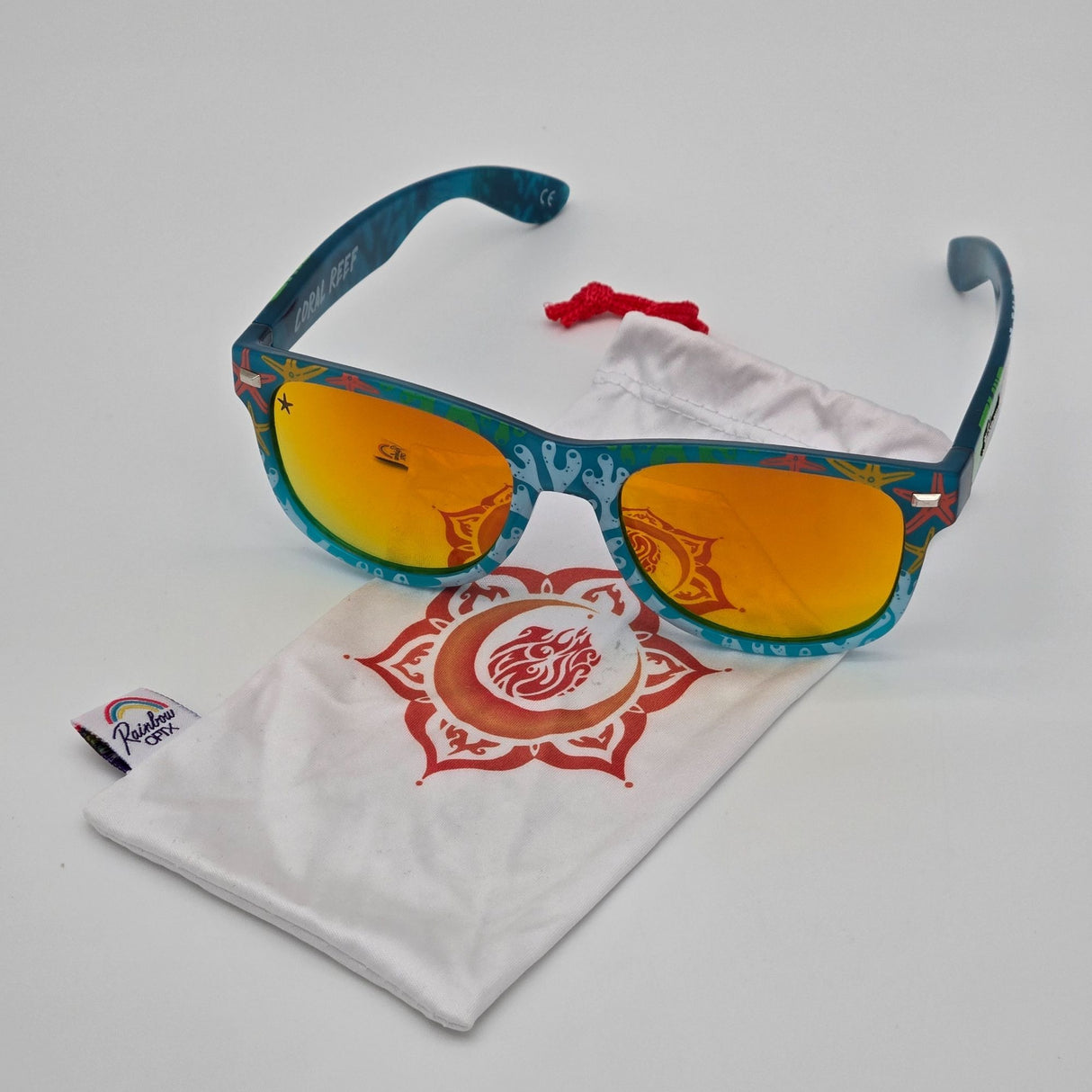 Knockaround Coral Reef Limited Edition Sunglasses With Mirrored Lenses & Protective Pouch