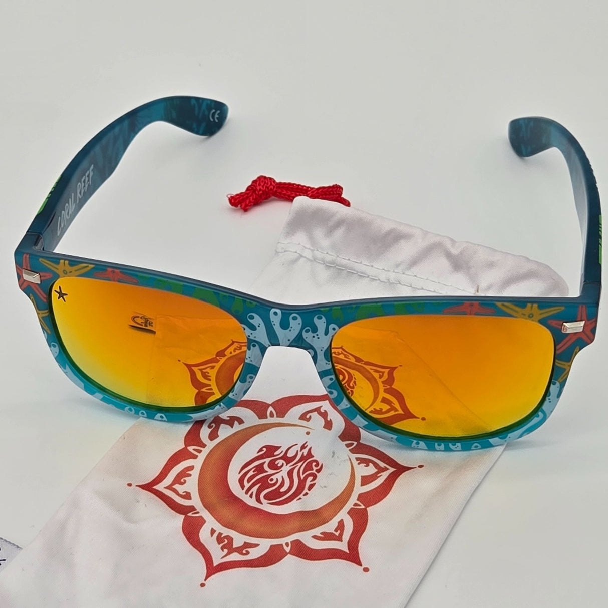 Knockaround Coral Reef Limited Edition Sunglasses With Mirrored Lenses & Protective Pouch