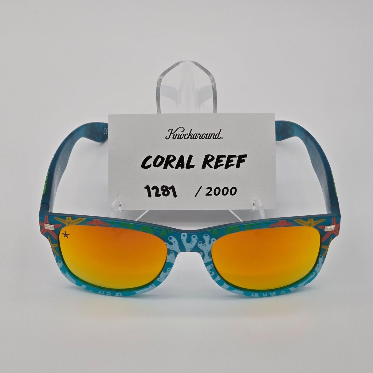 Knockaround Coral Reef Limited Edition Sunglasses With Mirrored Lenses & Protective Pouch