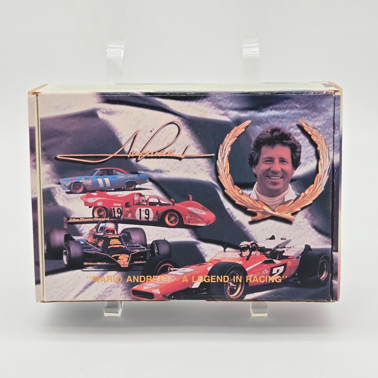 Mario Andretti Racing Collectible Tin With Cards & Memorabilia