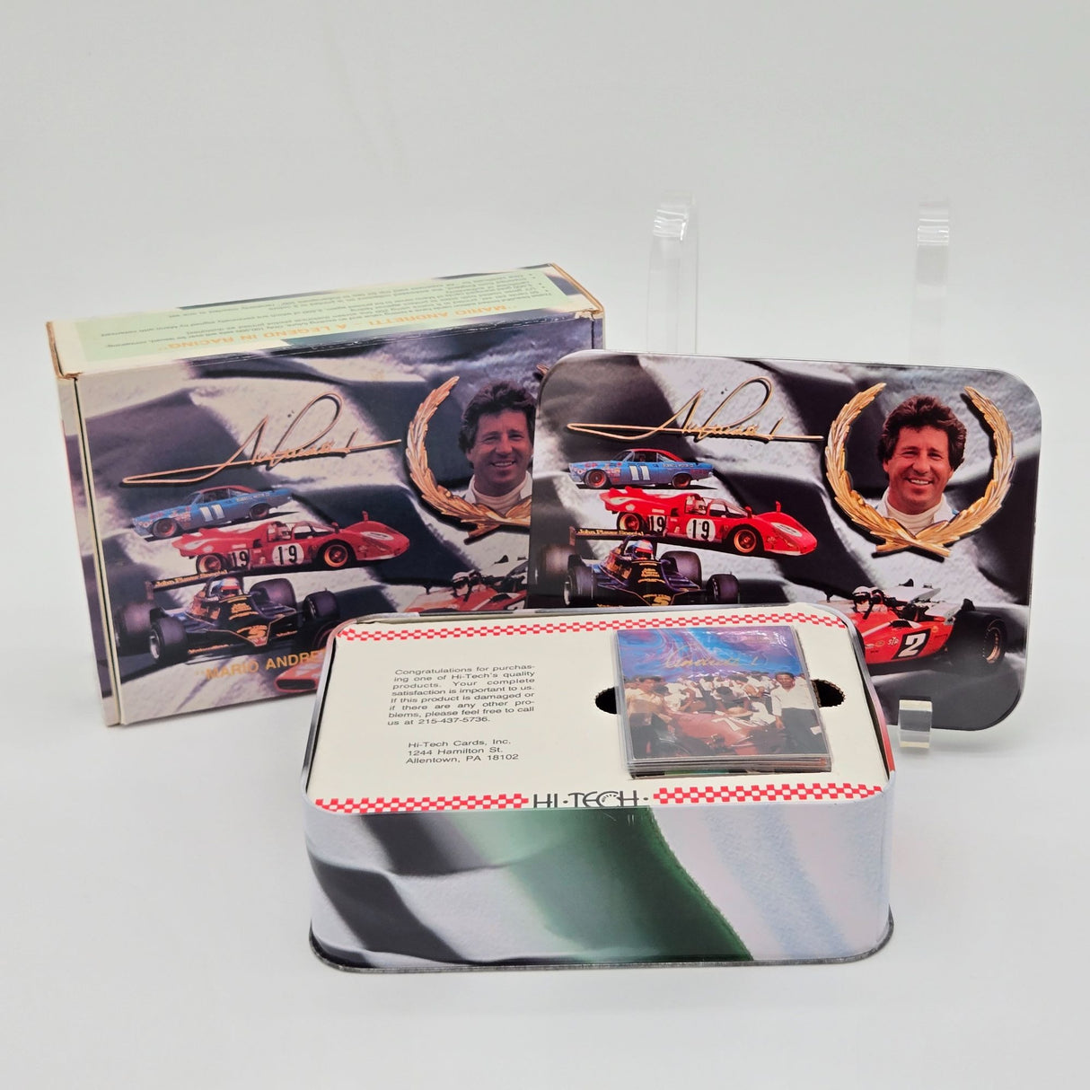 Mario Andretti Racing Collectible Tin With Cards & Memorabilia