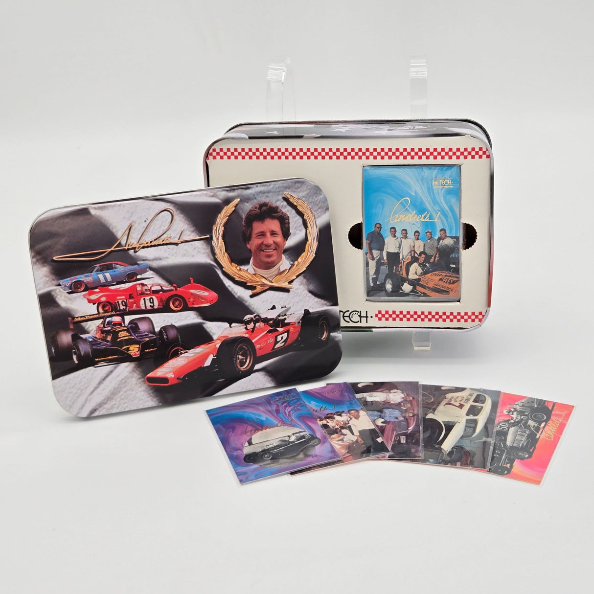 Mario Andretti Racing Collectible Tin With Cards & Memorabilia