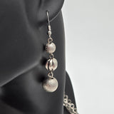 Chunky Silver-Tone Necklace & Dangle Earrings Set By Charlotte Daniel With Multi-Strand Chains & Beaded Design