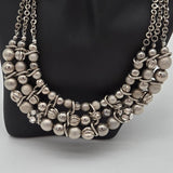Chunky Silver-Tone Necklace & Dangle Earrings Set By Charlotte Daniel With Multi-Strand Chains & Beaded Design