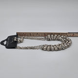 Chunky Silver-Tone Necklace & Dangle Earrings Set By Charlotte Daniel With Multi-Strand Chains & Beaded Design