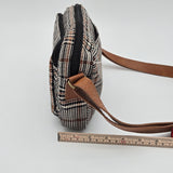 Thirty-One Plaid Crossbody Bag With Adjustable Brown Strap & Zipper Closure