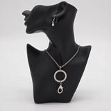 Straight to the Top Silver Rhinestone Circle Pendant Necklace & Matching Earrings Set By Paparazzi