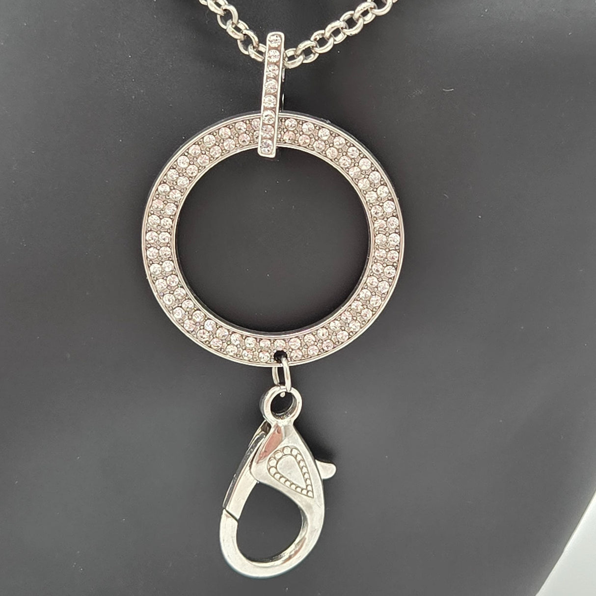 Straight to the Top Silver Rhinestone Circle Pendant Necklace & Matching Earrings Set By Paparazzi