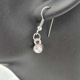Straight to the Top Silver Rhinestone Circle Pendant Necklace & Matching Earrings Set By Paparazzi