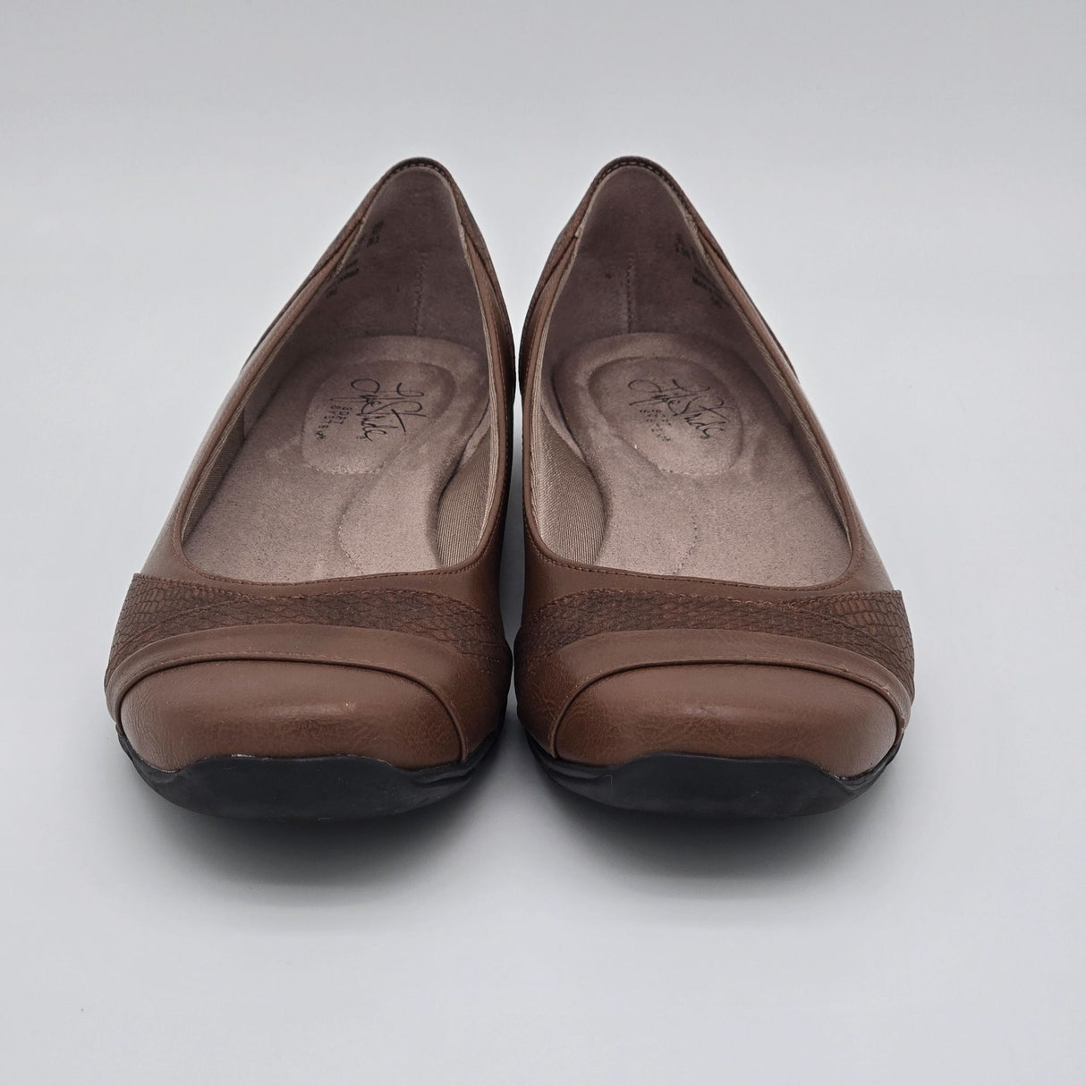 LifeStride Womens Dig Brown Ballet Flats Soft System Comfort Shoes Size 9.5M