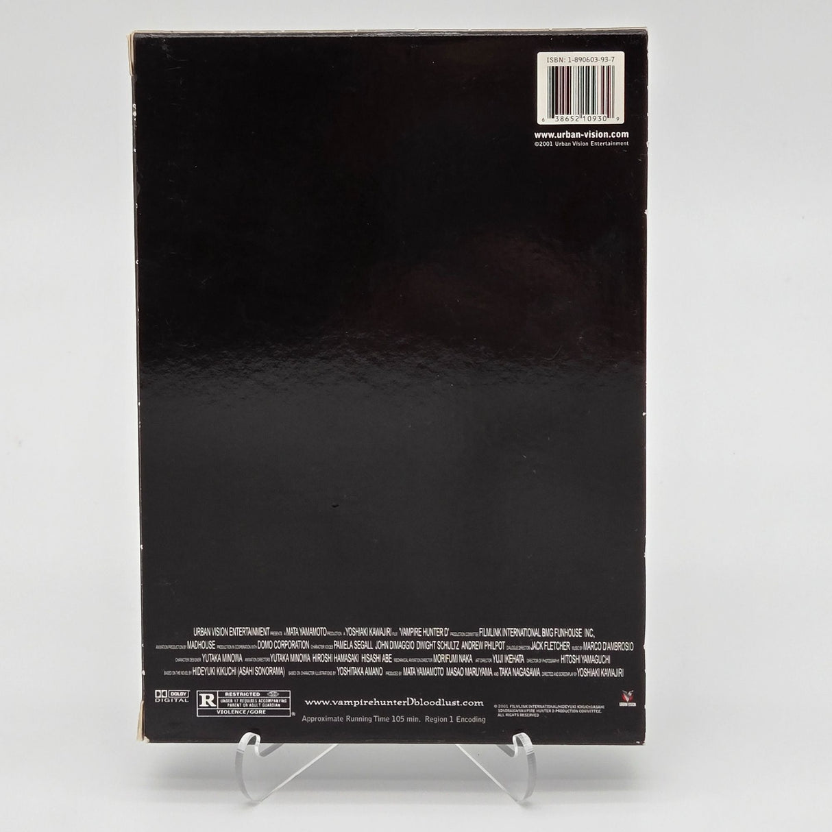 Vampire Hunter D Bloodlust DVD With Slipcover R-Rated Anime Movie