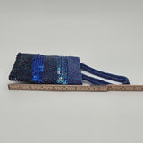 Vintage Indeed Beaded Evening Bag W/ Sequins & Magnetic Closure Multi-Blue Tones Small Handbag