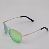 Aviator Sunglasses With Gold Metal Frame & Mirror Lens Unisex Lightweight Design Includes Protective Pouch By Rainbow OPTX