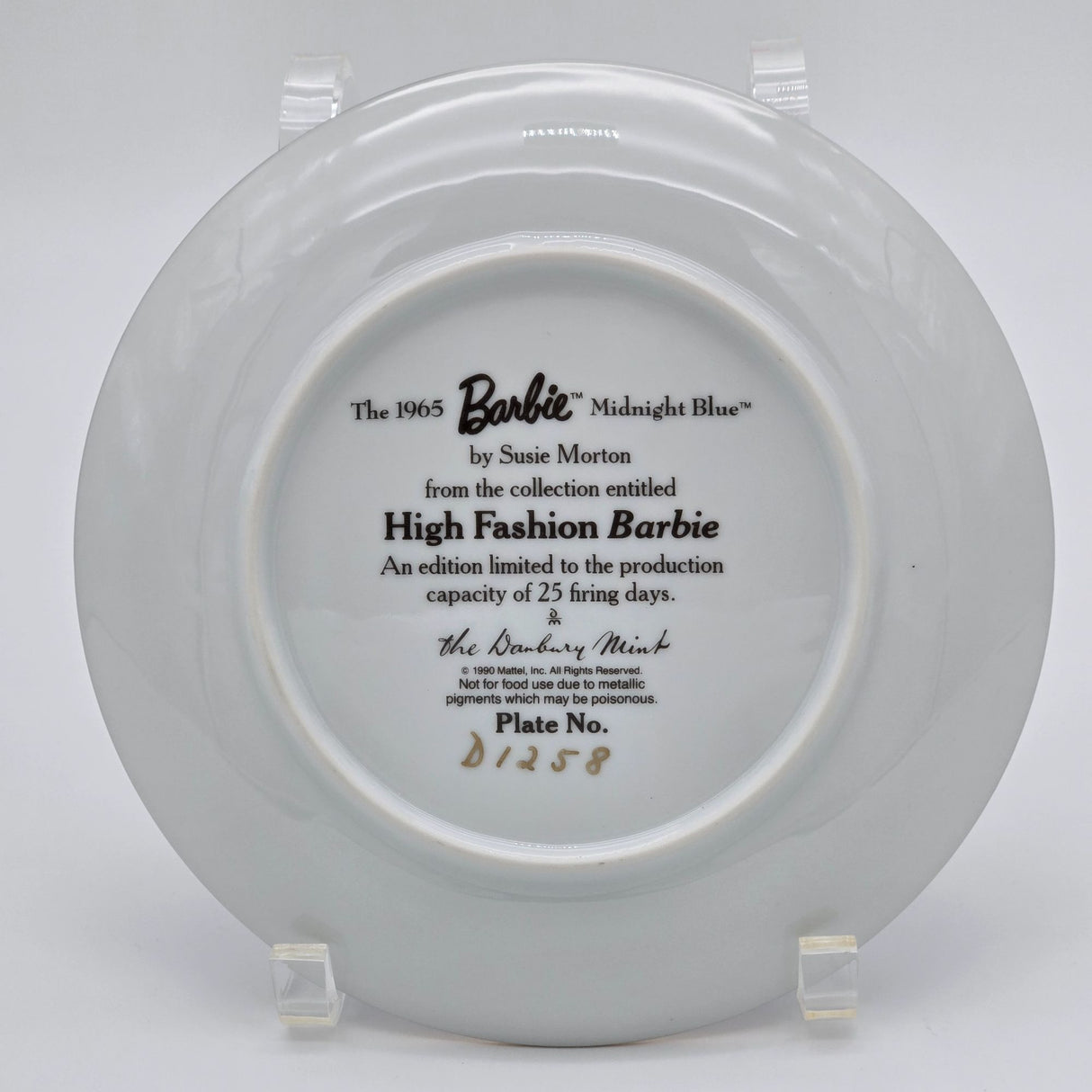 The 1965 Barbie Midnight Blue Collector Plate By Susie Morton Limited Edition By The Danbury Mint