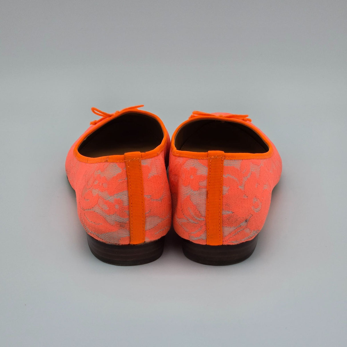J.Crew Neon Orange Lace Ballet Flats Womens Size 9