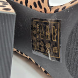 Leopard Print Open-Toe Block Heel Mule Sandals Women's Size 9 By Qupid