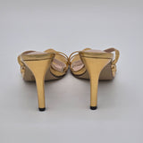 Gold Strappy Pointed-Toe High Heel Sandals Size 7.5 Women's Elegant Evening Shoes