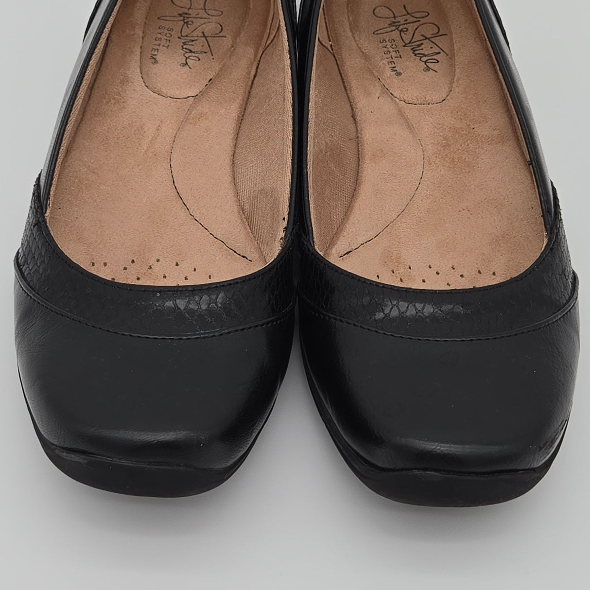 LifeStride Womens Dig Black Ballet Flats Soft System Comfort Shoes Size 9.5N