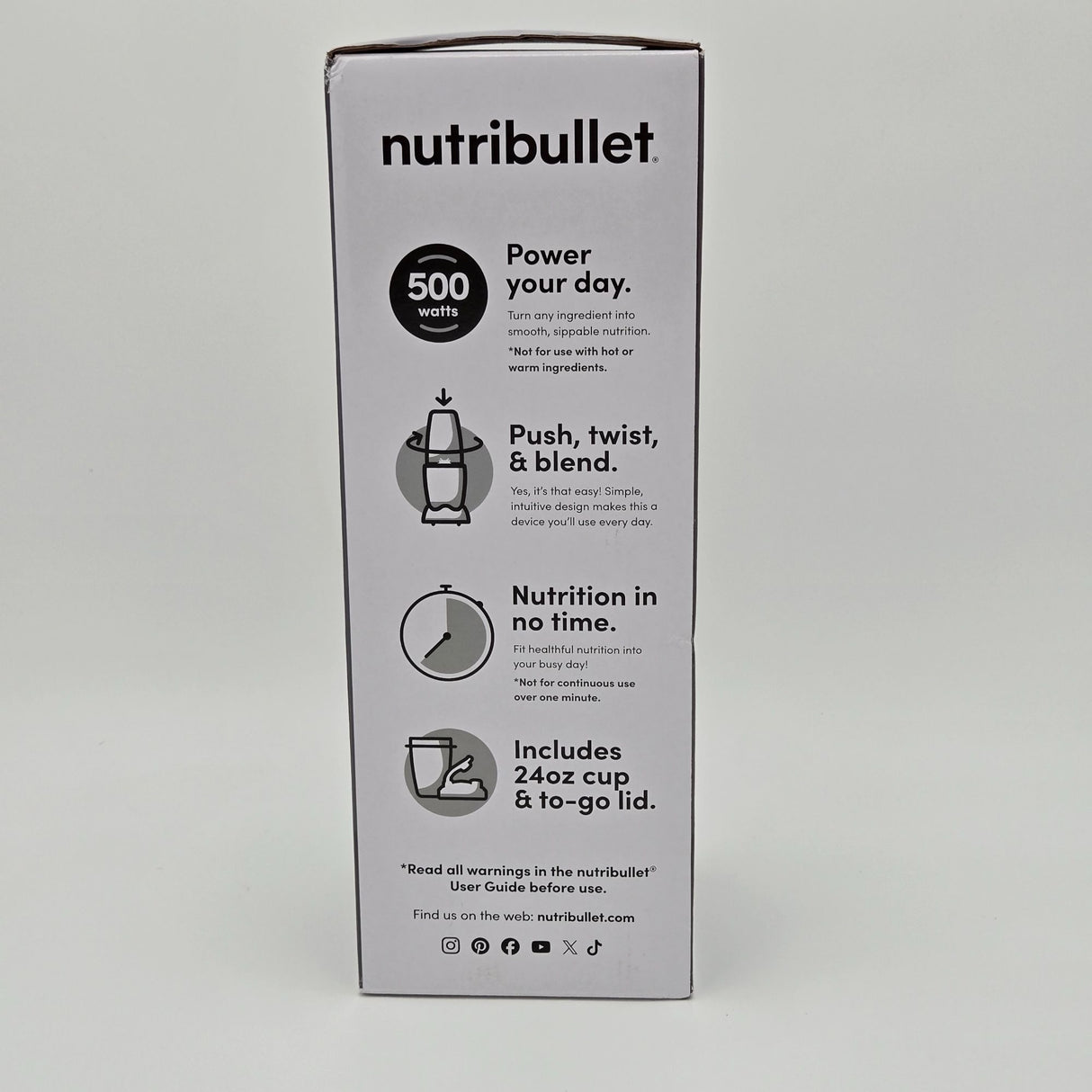 Nutribullet 500-Watt Personal Blender With 24oz Cup & To-Go Lid For Smoothies & Shakes