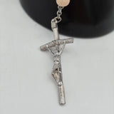Wood Bead Rosary Necklace With Silver-Tone Crucifix & Virgin Mary Centerpiece