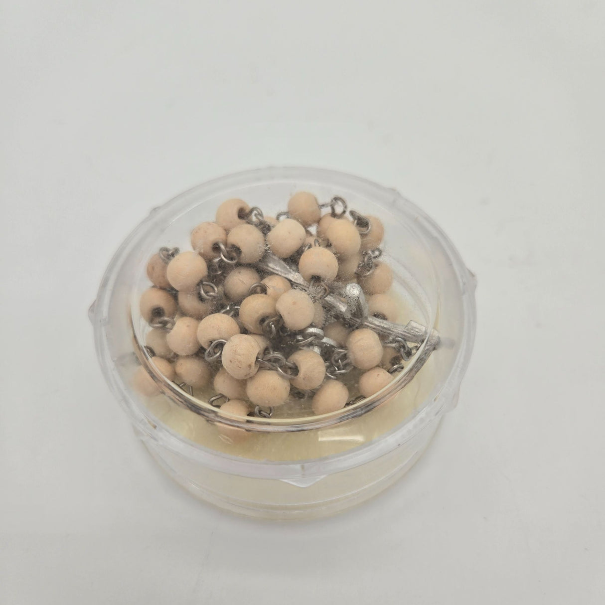 Wood Bead Rosary Necklace With Silver-Tone Crucifix & Virgin Mary Centerpiece