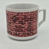 Fired Porcelain Graffiti Mug With Brick Wall Design & Creative Doodles