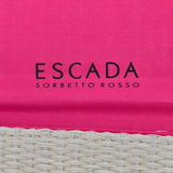 Escada Sorbetto Rosso Watermelon Straw Woven Crossbody Bag With Pink Flap & Gold Chain Strap