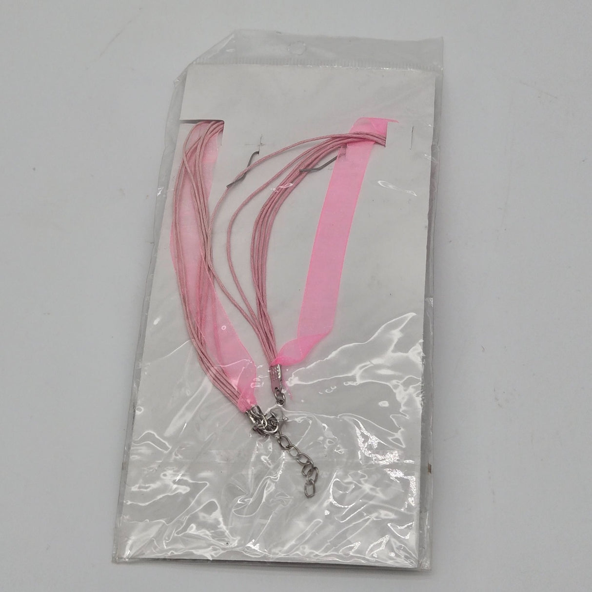 Orange Pendant Necklace & Earrings Set With Pink Rhinestones Silver-Tone Swirl Design & Pink Ribbon Cord