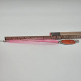 Orange Pendant Necklace & Earrings Set With Pink Rhinestones Silver-Tone Swirl Design & Pink Ribbon Cord