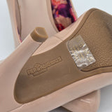 Fergalicious By Fergie Nude Patent Leather High Heels With Floral Print Lining Size 6.5 Womens Shoes