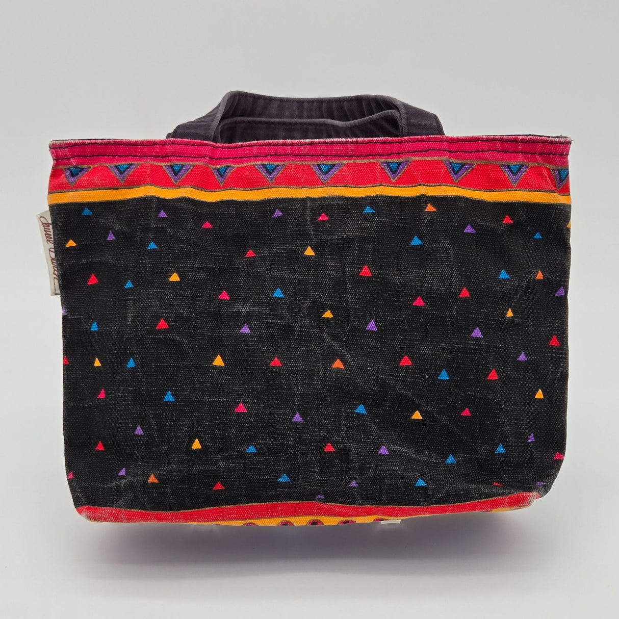 Laurel Burch Colorful Cat Print Canvas Tote Bag With Black Handles