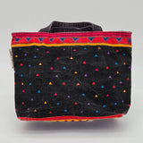 Laurel Burch Colorful Cat Print Canvas Tote Bag With Black Handles