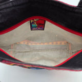 Laurel Burch Colorful Cat Print Canvas Tote Bag With Black Handles