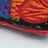 Laurel Burch Colorful Cat Print Canvas Tote Bag With Black Handles