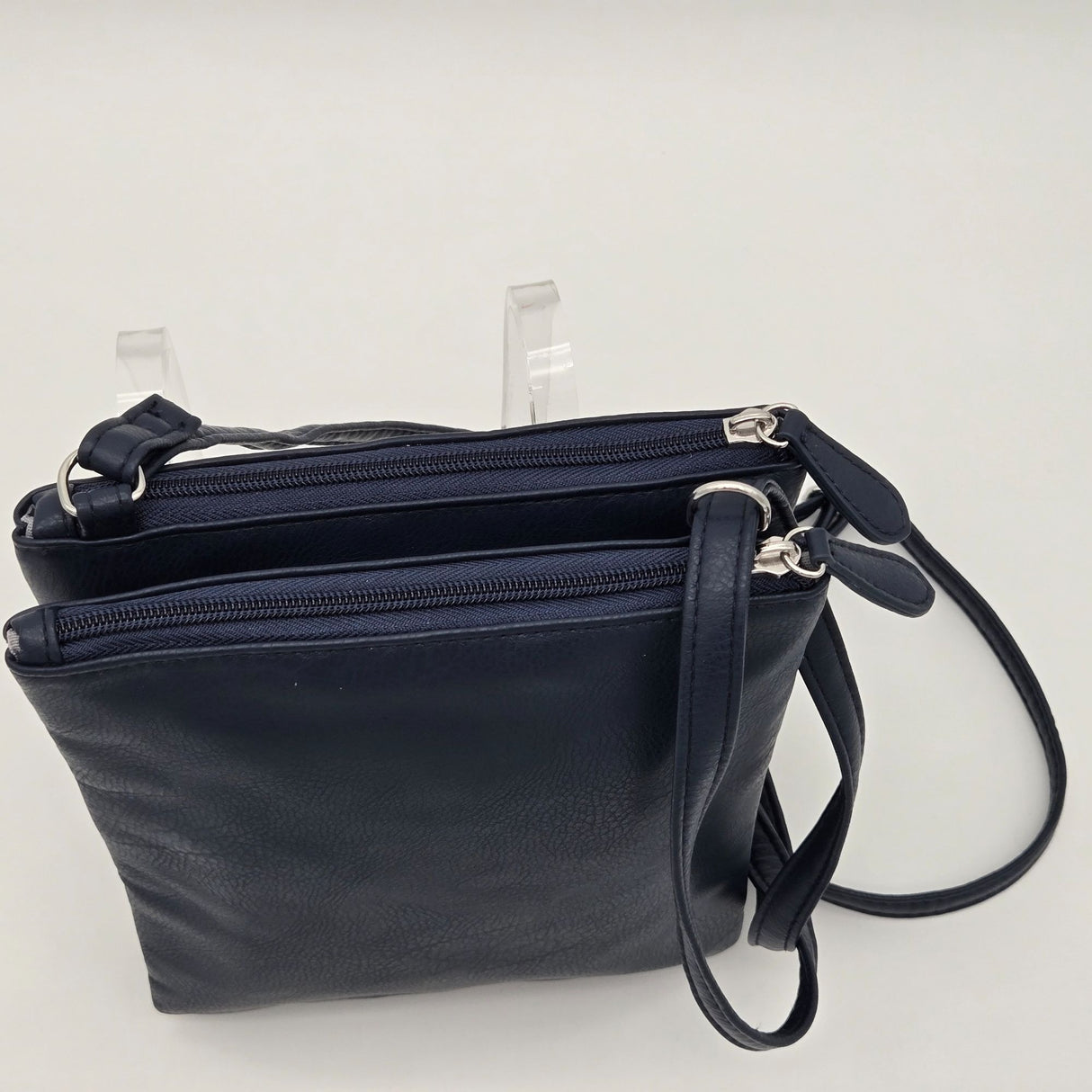 Mundi Felicia Mini Wallet Women's Navy Faux Leather Crossbody Bag With Double Compartments & Adjustable Strap