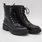 Stomrie R2 Black Chunky Lace-Up Combat Boots With Side Zipper Closure Size 9.5M