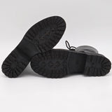 Stomrie R2 Black Chunky Lace-Up Combat Boots With Side Zipper Closure Size 9.5M