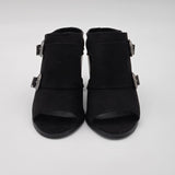 Forever 21 Black Open-Toe Mule Heels With Western Buckle Detail