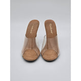 Fabulicious Clear PVC Open-Toe Slide-On Heels For Women