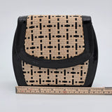 Vintage Frenchy California Black Patent Leather & Woven Straw Crossbody Bag