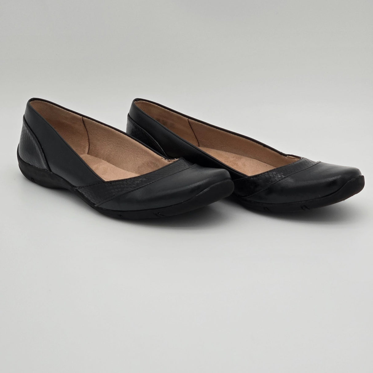 LifeStride Womens Dig Black Ballet Flats Soft System Comfort Shoes Size 9.5N