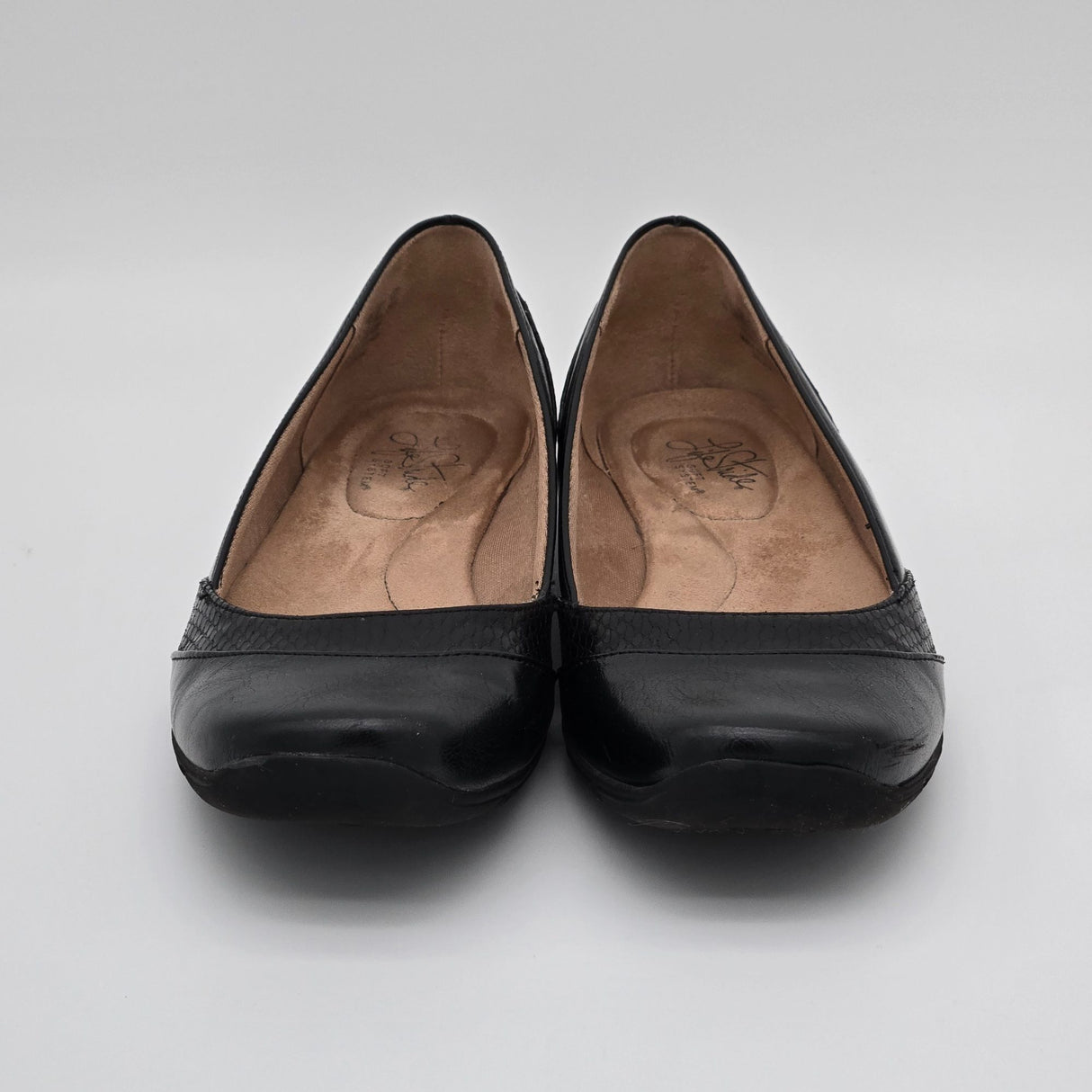 LifeStride Womens Dig Black Ballet Flats Soft System Comfort Shoes Size 9.5N